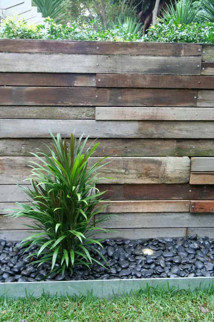 Recycled timber side fence