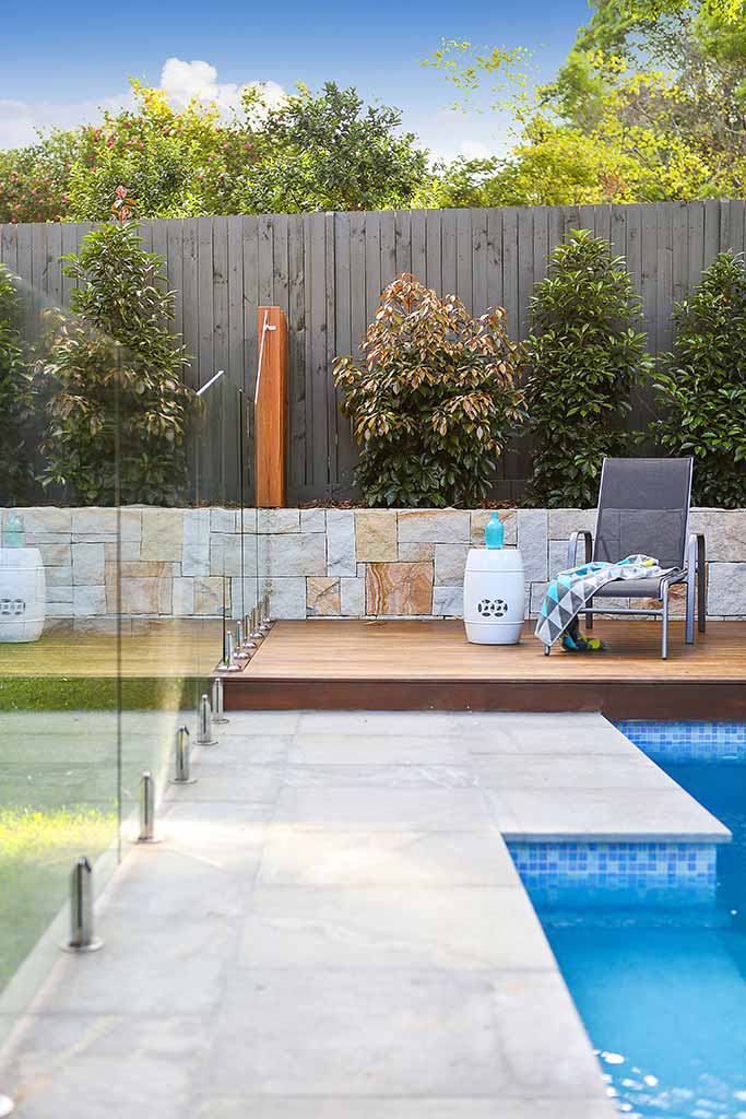 outdoor landscape with pool fence